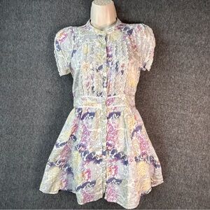 Free People Dress Womens 0 Multicolor Floral Lace Button Front Boho Fit & Flare